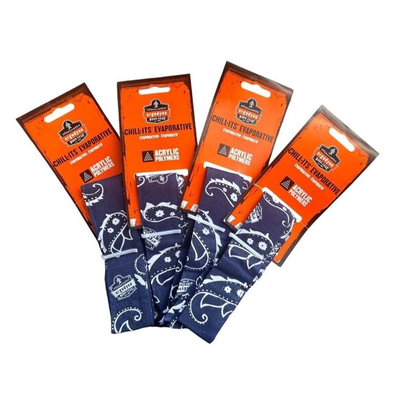 CHILL-ITS BY ERGODYNE 6705 Evaporative Cooling Bandana Navy 52JA02 - Lot of 4 - Picture 6 of 6